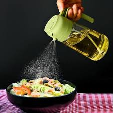 2-in-1 Oil Sprayer & Dispenser 500ML | Fine Mist Cooking Oil Spray Bottle | Leakproof Oil Pourer for Kitchen