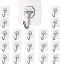 20 Pcs Heavy Duty Wall Hooks | Nail-Free Self-Adhesive Hooks | Transparent No-Drill Wall Hooks for Home & Kitchen