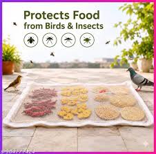 Extra Large Papad Drying Cloth Net with Zip | Food Drying Mesh Cover | Dust, Bird & Insect Protection | Reusable Foldable Drying Rack